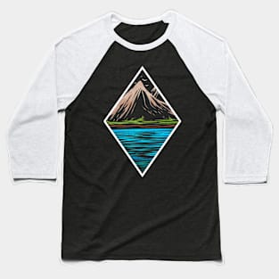 Rhombus With Mountains And A Lake As Logo For Earth Day Baseball T-Shirt